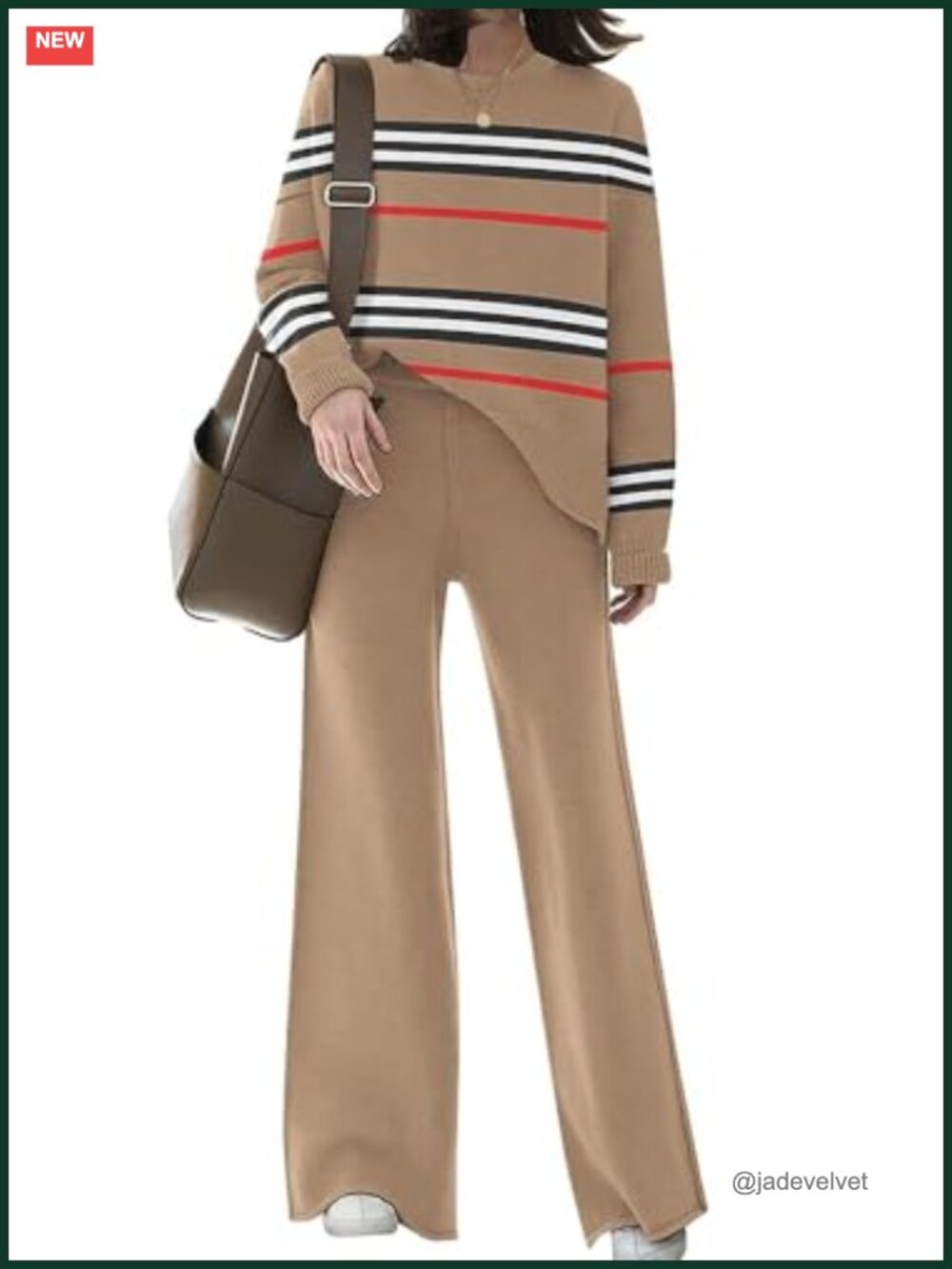 Womens Knitted Sweater Set 2 Piece Lounge Tracksuit Wide Leg Pants